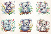 Cute Watercolor Koala Clipart, an Illustration by DreamCafeArt (Thumbnail 3 of 7)