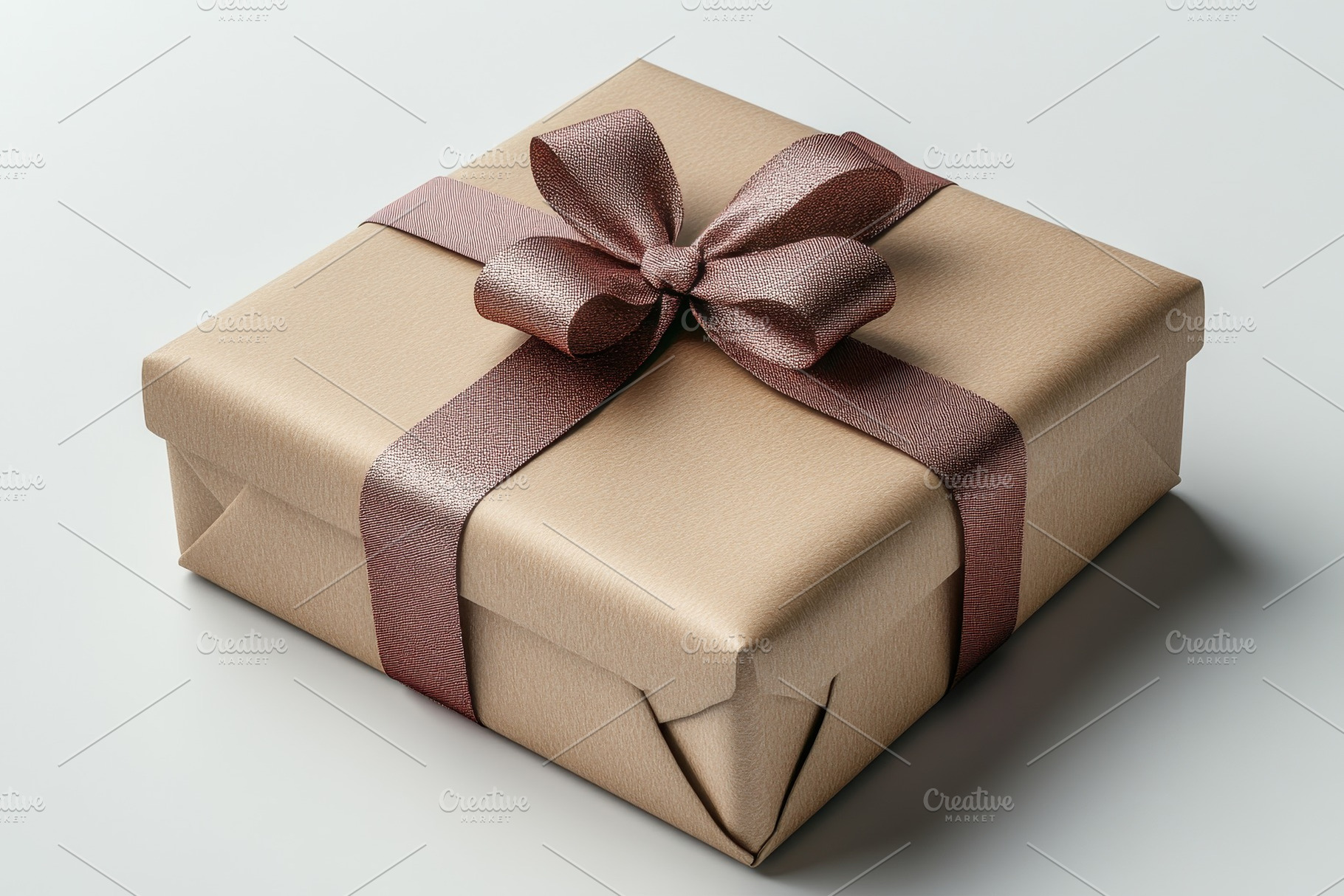 Gift-wrapped present with a bow on a, a Photo by Tanuart
