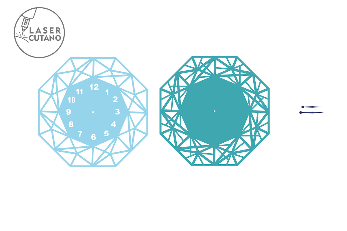 CLOCK WALL POLYGONAL Multilayer File, a Templates & Theme by LaserCutano (Photo 3 of 5)