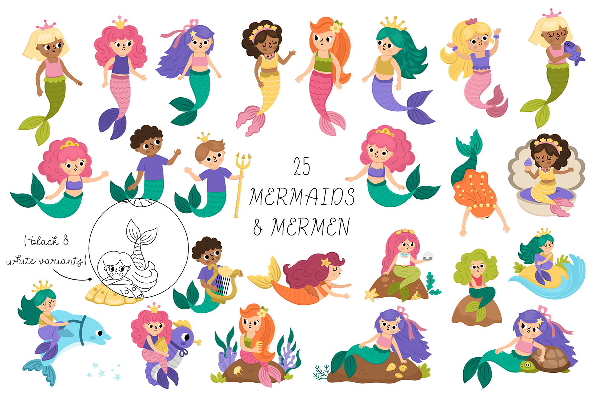 Mermaid tales clipart and designs, an Animal Illustration by Lexi Claus (Photo 2 of 9)