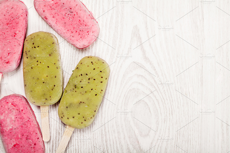 Popslices Icecream Assortment On Light Background Featuring Background
