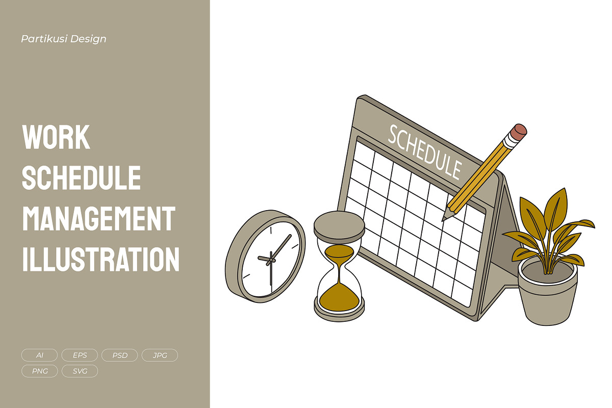Work Schedule Management Vector, a Work Illustration by Partikusi Design (Photo 1 of 3)
