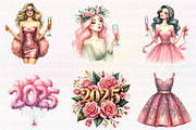 Coquette New Year's Party Clipart, an Illustration by CreationArt (Thumbnail 2 of 5)