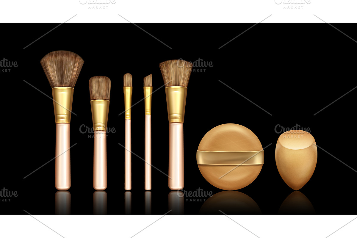 Makeup brush and sponge set isolated, an Object Illustration by art PVP - market