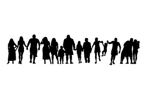Silhouettes of groups of people set, a Person Illustration by Nenahliadava Design