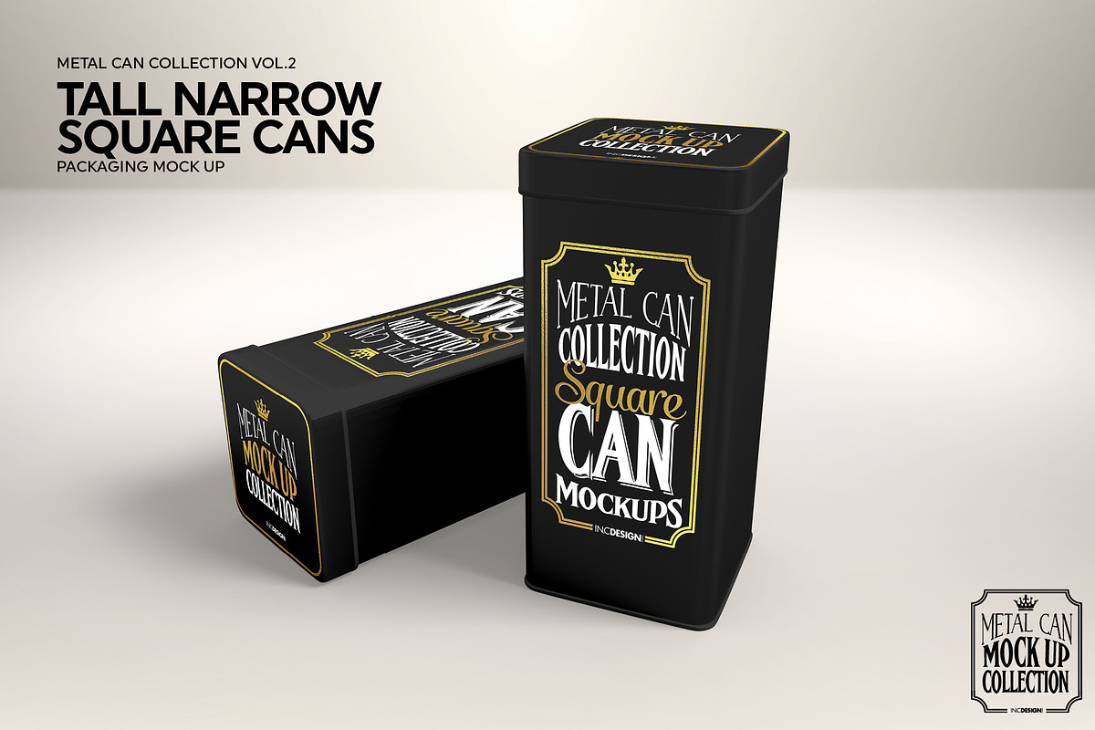 Tall Narrow Square Cans Mockup, a Product Mockup by INCDesign (Photo 6 of 7)