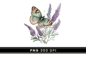 Retro Butterfly On Flower Clipart