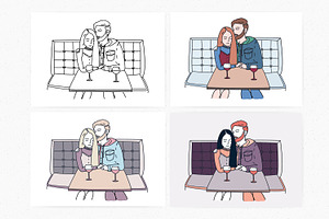 Young couple in cafe, a Food Illustration by Good Studio