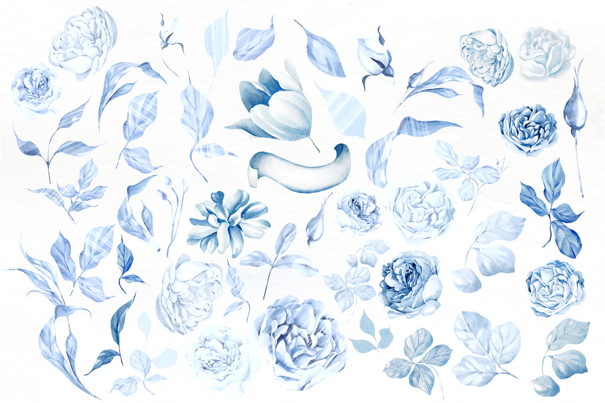 Watercolor Blue Wedding Collection, an Object Graphic by Knopazyzy (Photo 2 of 9)