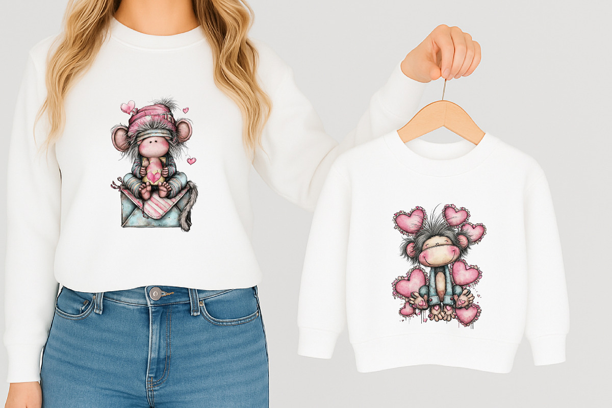 Valentines Day Monkey Sublimation, an Illustration by designcity5 (Photo 4 of 5)