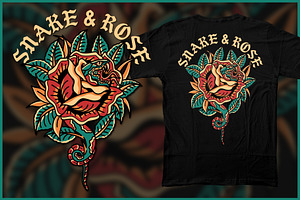 Snake and Rose Tshirt Design