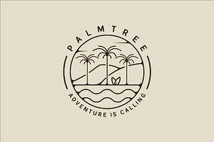 palm tree and surfing beach logo, a Branding & Logo Template by zyxroun shop