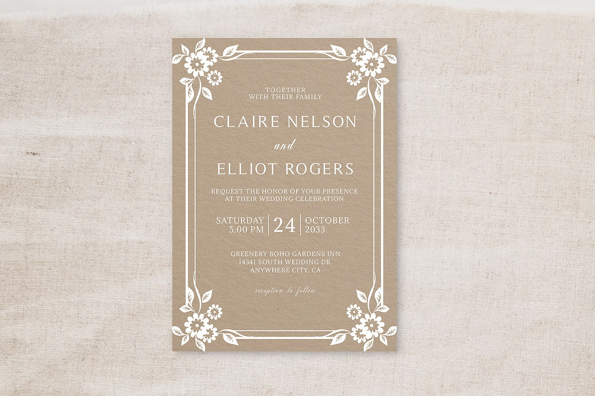 Rustic Wedding Invitation Template, an Invitation Template by Creativetacos (Photo 2 of 3)