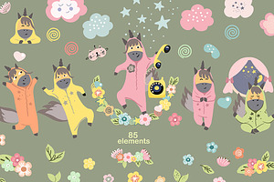 Unicorn Pajama Party Clipart