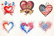 watercolor Hart 4th of july, an Illustration by DreamCafeArt (Thumbnail 3 of 5)