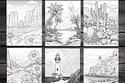 BOHO Nature Landscape Coloring Pages, a Brochure Template by LA Design (Thumbnail 4 of 10)