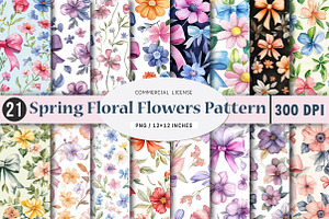 Spring Summer Floral Flowers Pattern, an Illustration by SinaCreation