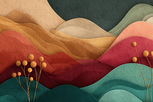 Abstract landscape art paper cut mou, a Photo by Pixeness Studio