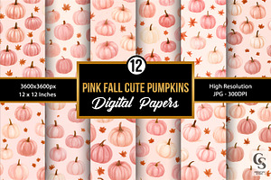 Pink Fall Cute Pumpkins Pattern
