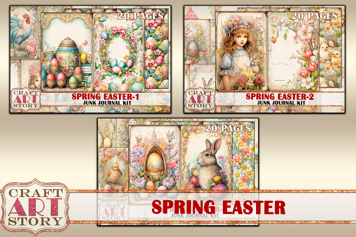 Spring Easter-3 junk journal Kit, a Seasonal Illustration by CraftArtStory (Photo 6 of 6)