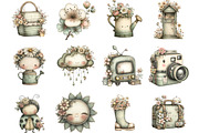 Whimsical Retro Spring Clipart, an Illustration by Designking (Thumbnail 2 of 5)