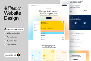 AI Finance Landing Page, an UI Kit Template by sajon.co