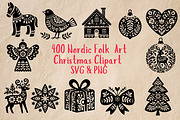 Nordic Folk Christmas 400 Clip Art, an Object Graphic by Pattern Whimsy (Thumbnail 1 of 7)