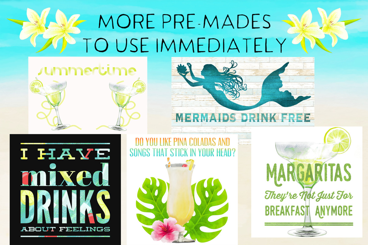Tropical Cocktails & Flower Set, a Food Illustration by Little Bunny Sunshine (Photo 7 of 9)