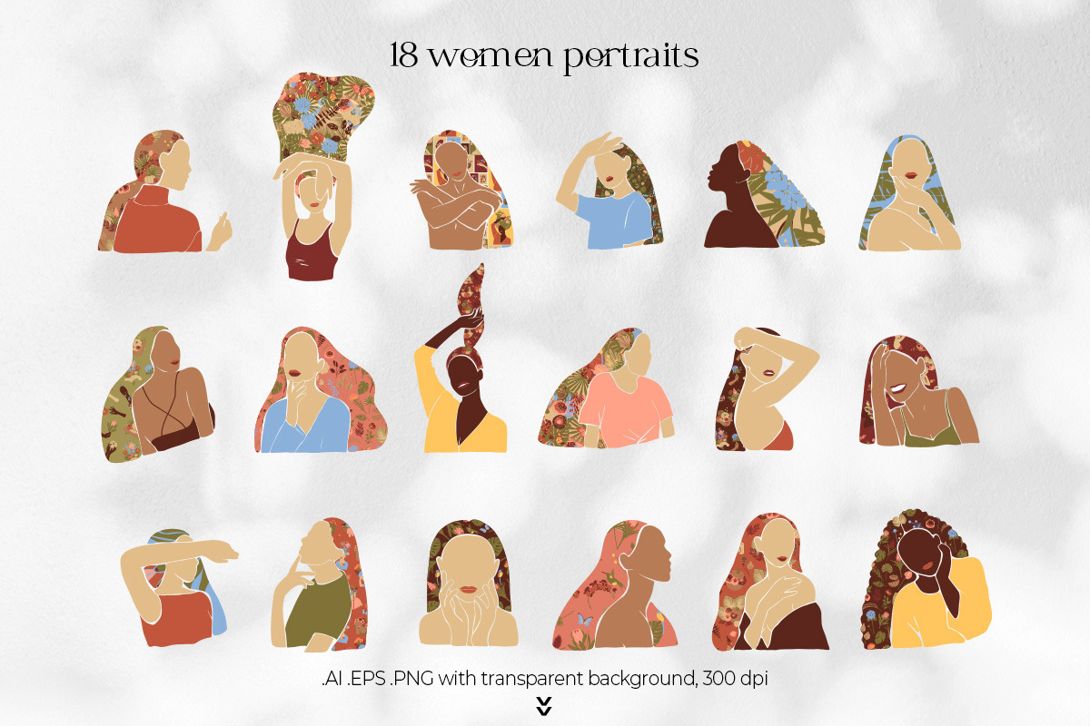 Autumn Women. Floral Abstract Set, an Object Graphic by Julie&Taily (Photo 3 of 21)