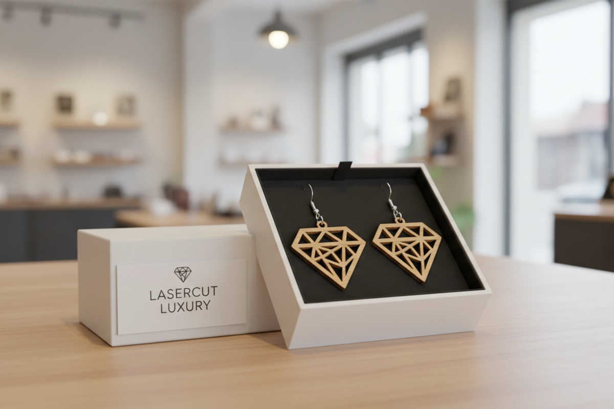 Modern Laser Cut Wooden Earring, an Object Graphic by Designer_Momina (Photo 4 of 5)