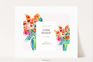 Abstract Floral Bouquet Clipart