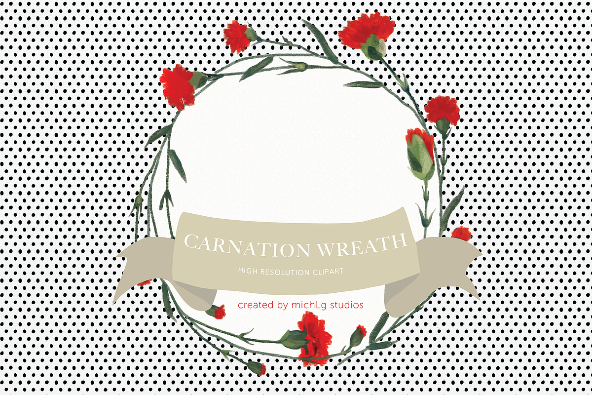 Digital wreath clipart carnation PNG, an Illustration by michLg designs