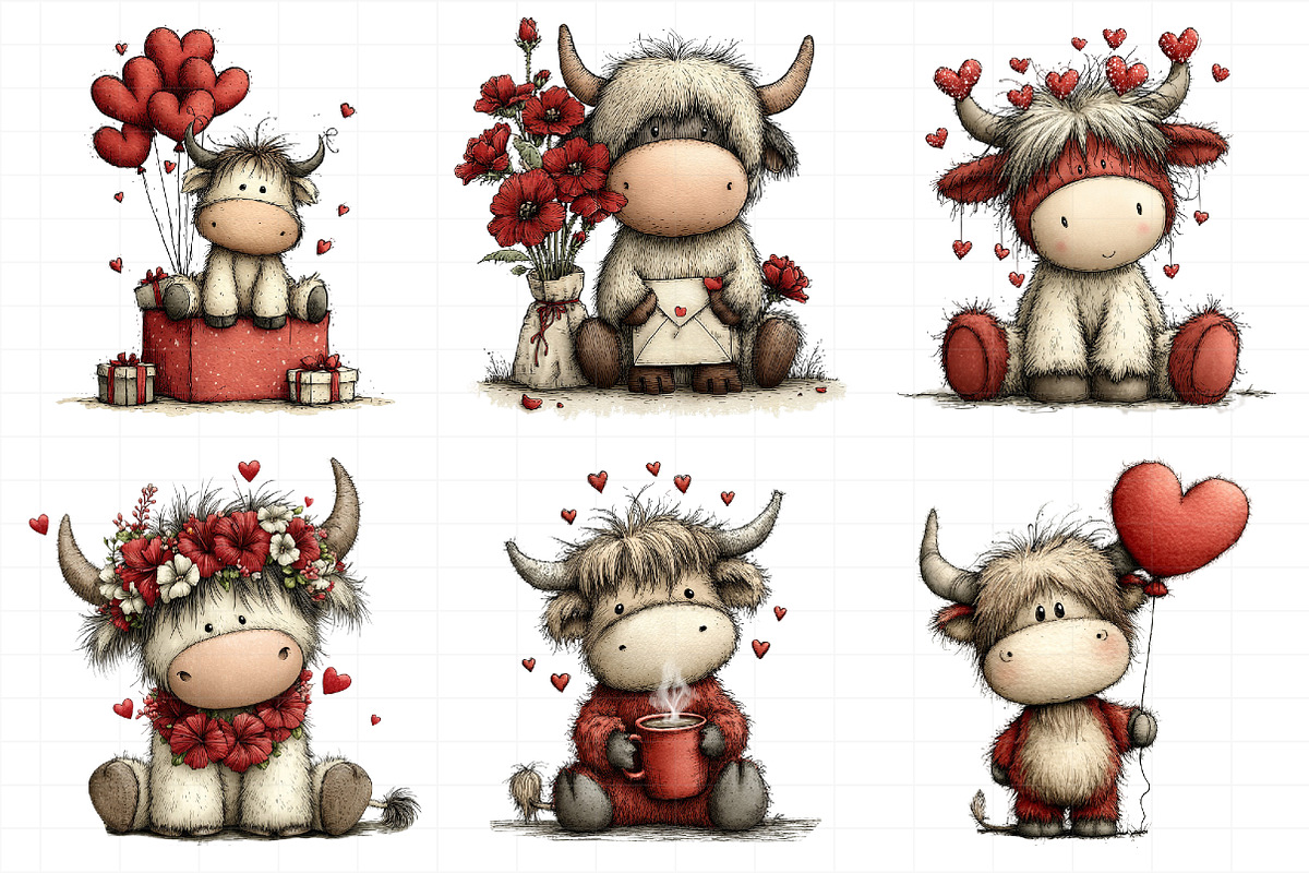 Valentine Highland Cow Png, an Illustration by Daily.Designs (Photo 3 of 8)