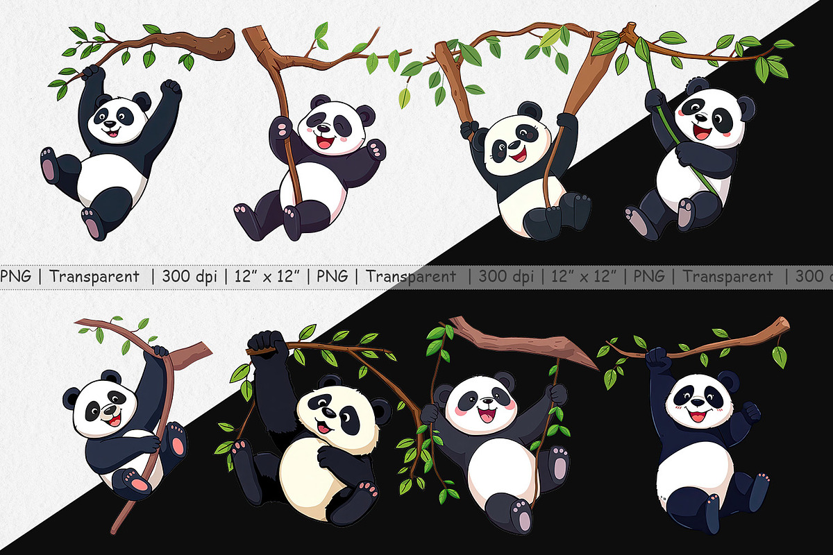 Swing Panda Clipart, a Graphic by Artnoy (Photo 2 of 5)