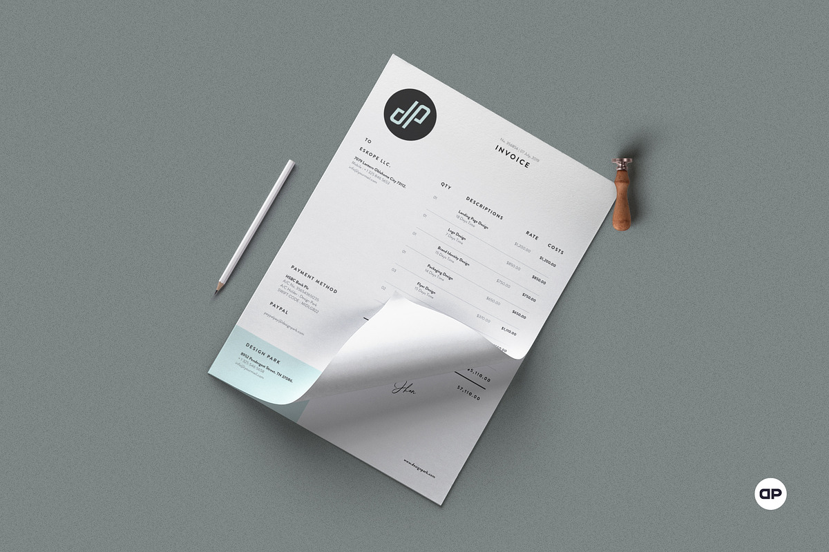 Minimalist Invoice, a Stationery Template by AyshaCanvas (Photo 2 of 3)