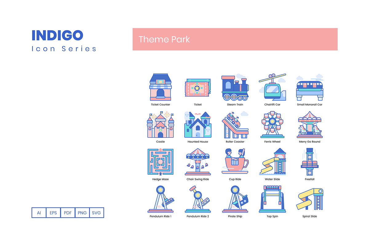 85 Theme Park Icons | Indigo Series, an Icon by Flat Icons