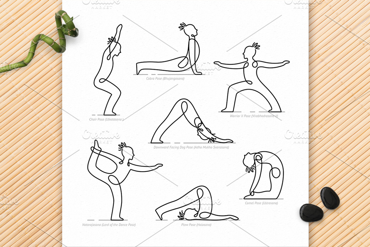 Yoga Poses Linear Hand Drawn Set, a Healthcare Illustration by tetiana.svirska (Photo 2 of 10)