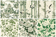 Green Chinoiserie Digital Paper, a Texture Graphic by CitraGraphics (Thumbnail 7 of 9)