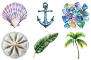 Watercolor Coastal Serenity Clipart, an Illustration by cherrydesign (Thumbnail 2 of 3)