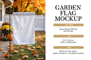 PSD Autumn Garden Flag Mockup