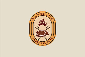 barbecue steak logo emblem vector, a Branding & Logo Template by zyxroun shop