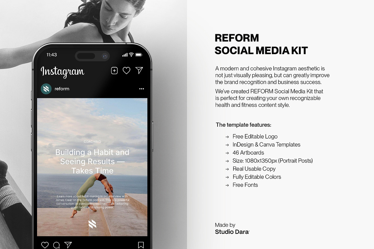 REFORM / Fitness Social Media Kit, a Social Media Template by Studio Dara (Photo 5 of 15)