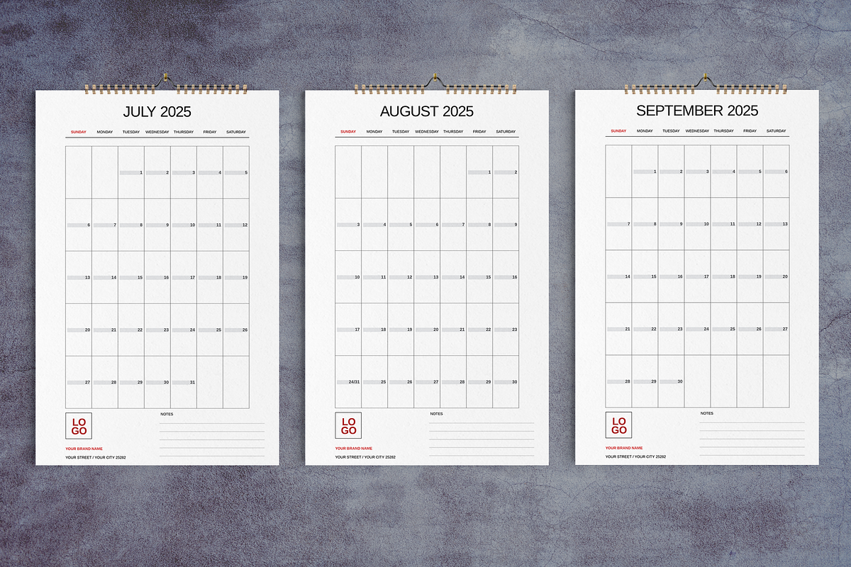 2025 Wall Calendar Minimal Grid, a Stationery Template by Boris Cupac (Photo 4 of 5)