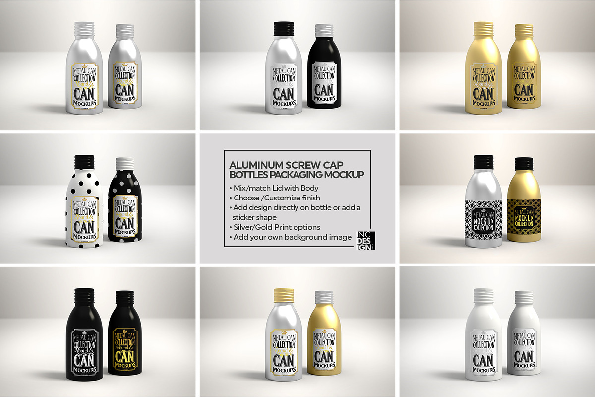 Aluminum Screw Cap Bottle Mockup, a Cups & Container Mockup by INCDesign (Photo 9 of 9)