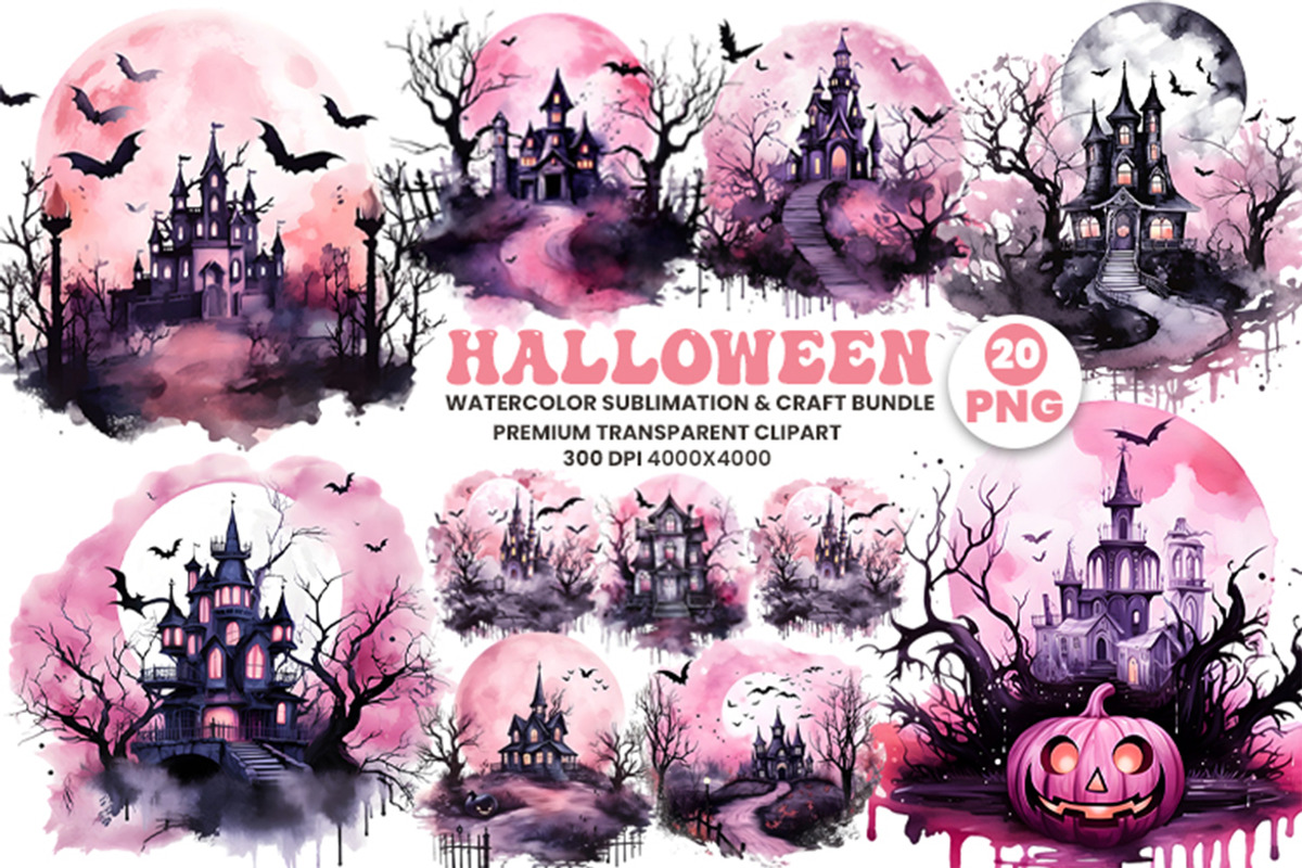 Halloween Haunted House PNG Bundle, a Seasonal Illustration by Creative Arslan (Photo 1 of 9)