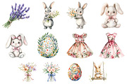 Easter Bunny Floral Clipart, an Illustration by Design Market (Thumbnail 4 of 4)