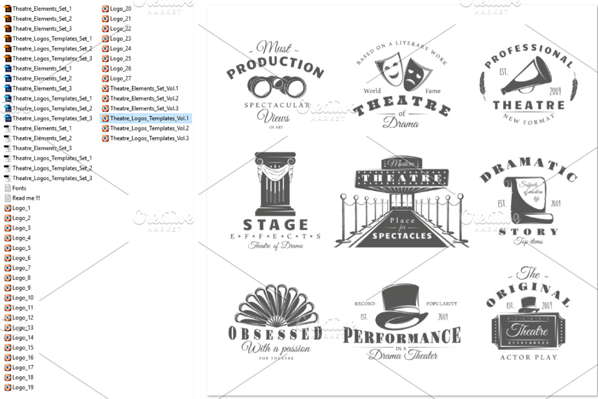 27 Theatre logos templates, a Branding & Logo Template by Art Design (Photo 8 of 38)