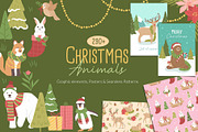 Christmas Animals Illustrations, a Graphic by CreativeChristiana (Thumbnail 1 of 8)