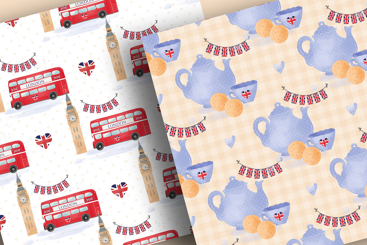 Watercolor I love London digital pap, a Pattern Graphic by designloverstudio (Photo 6 of 7)
