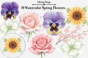 Watercolor Spring Flowers Clipart, an Illustration by GatewayDesign (Thumbnail 1 of 3)